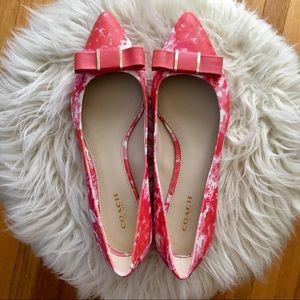 Coach Pink Pointed Toe Bow Flats